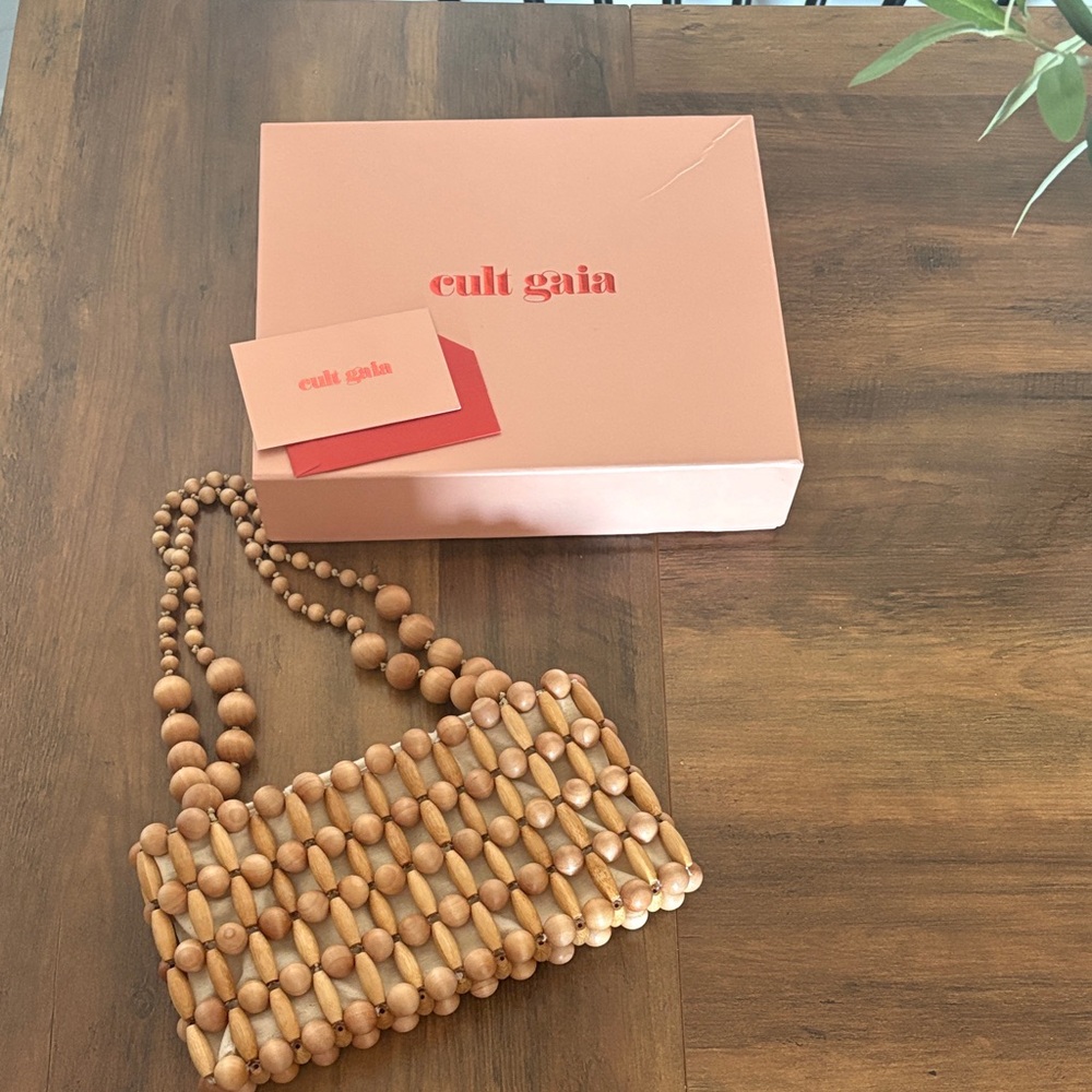Cult Gaia Wooden Beaded Clutch